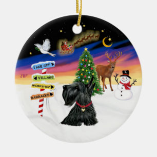 Ornement Rond En Céramique Enseignes de Noël - Terrier écossais #12