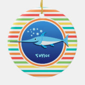 Ornement Rond En Céramique Espadon ; Grandes arc-en-ciel lumineuses (Dos)