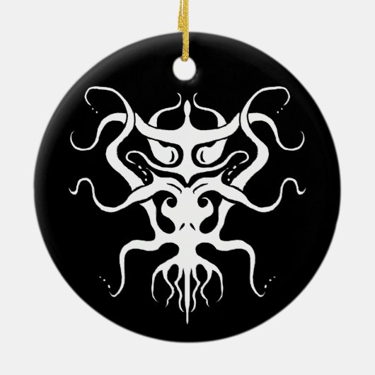 Ornement Rond En Céramique Espèces Aliens Tatouage Tribal Design - blanc (Dos)