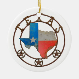 Ornement Rond En Céramique État du Texas Fer forgé