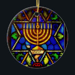 ORNEMENT ROND EN CÉRAMIQUE ÉTOILE DE DAVID ET MENORAH<br><div class="desc">PHOTO</div>