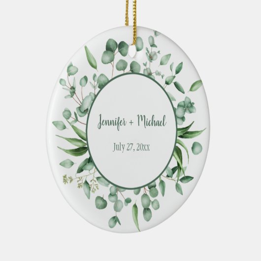 Ornement Rond En Céramique Eucalyptus Envy Wreath Mariage Keepsaké (Droite)