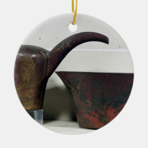 Ornement Rond En Céramique Ewer et bassin (cuivre)