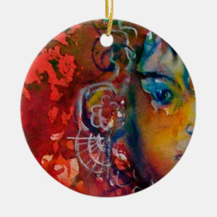 Ornement Rond En Céramique EXCALIBUR, REINE DE L'Imaginaire ÉPÉE MAGIQUE Roug