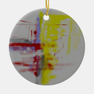 Ornement Rond En Céramique Expressionniste Abstrait gris rouge jaune