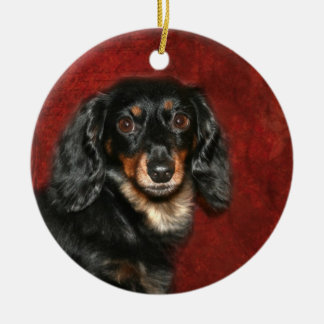 Ornement Rond En Céramique Face Dachshund
