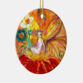 Ornement Rond En Céramique FAIRY OF THE FLOWERS Vibrant Red Ruby (Droite)