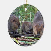 Ornement Rond En Céramique Famille de castor (Gauche)