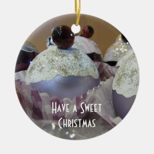 Ornement Rond En Céramique Fancy Christmas Cupcake (Devant)