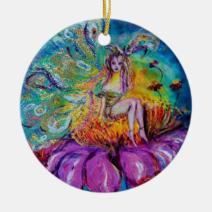 Ornement Rond En Céramique FÉE DANS LA NUIT SAPPHIR BLEU VIBRANT Gemme