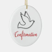 Ornement Rond En Céramique Félicitations Dove de Confirmation avec Or, Rouge (Droite)