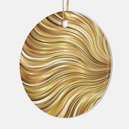 Ornement Rond En Céramique Festive Elegant Gold Abstrait Flower (Gauche)