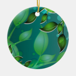Ornement Rond En Céramique Feuilles de jardin frais
