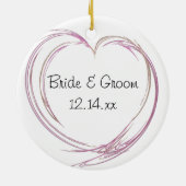 Ornement Rond En Céramique Fiançailles Abstrait rose (Dos)