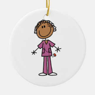 Ornement Rond En Céramique Figure féminine africaine-américaine infirmière