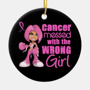 Ornement Rond En Céramique Fille 1 de combat de cancer du sein