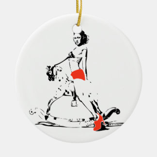 ORNEMENT ROND EN CÉRAMIQUE FILLE DE CHEVAL DE BASCULAGE !