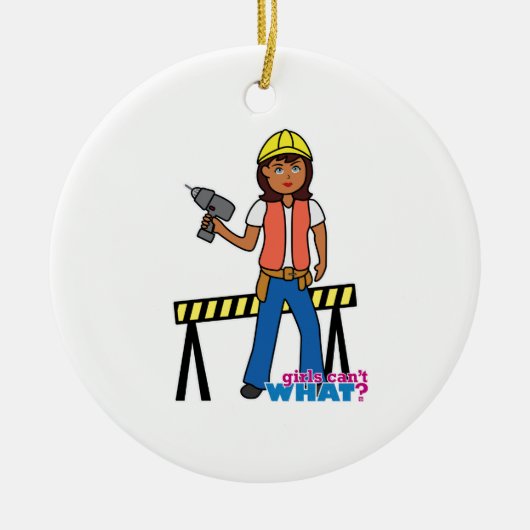 Ornement Rond En Céramique Fille de la construction (Devant)