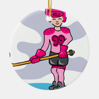 Ornement Rond En Céramique Fille rose 99 d'hockey