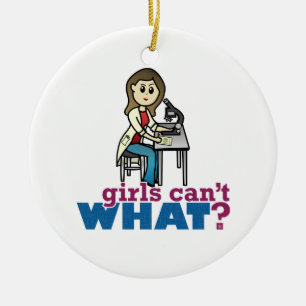 Ornement Rond En Céramique Fille scientifique
