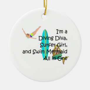 Ornement Rond En Céramique Fille SUPÉRIEURE de l'eau