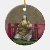 Ornement Rond En Céramique Fille turque, brodant, XVIIIème siècle (engravin (Devant)