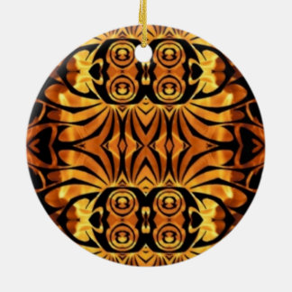 Ornement Rond En Céramique flammes orange totem autochtone pôle tribal motif