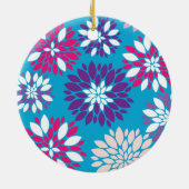 Ornement Rond En Céramique Fleur blanche rose pourpre de monogramme fait sur (Dos)