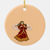 Ornement Rond En Céramique Fleur de lis ange chrétien (Dos)