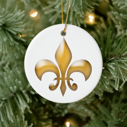 Ornement Rond En Céramique Fleur de Lis Noël (Arbre)