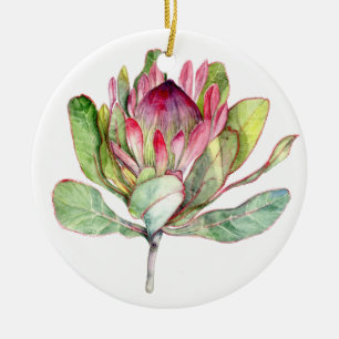 Ornement Rond En Céramique Fleur de Protea