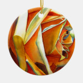 Ornement Rond En Céramique Fleur de Rose jaune aquarelle originale d'Art (Devant)