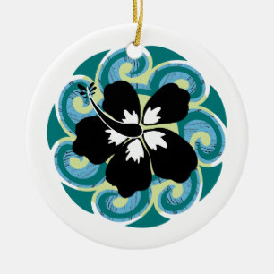 Ornement Rond En Céramique Fleur hawaïenne