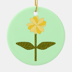 Ornement Rond En Céramique Fleur marguerite Jaune Personnalisée Anniversaire