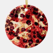 Ornement Rond En Céramique Fleur marguerite jaune rouge motif design abstrait (Devant)