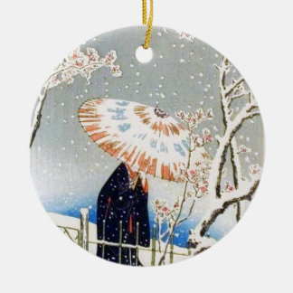 Ornement Rond En Céramique Fleurs de cerisier japonaises