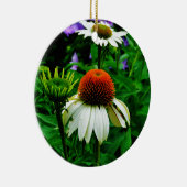 Ornement Rond En Céramique Fleurs de cônes blanches et orange (Droite)