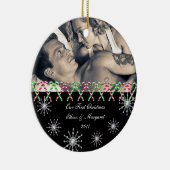 Ornement Rond En Céramique Flocons de neige faits sur commande d'image de (Droite)