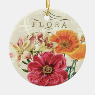 Ornement Rond En Céramique Flora papillon vintage...ornement
