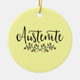Ornement Rond En Céramique Floral Austenite Yellow Bookish
