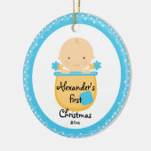 Ornement Rond En Céramique Flower Baby Boy Baby's First Christmas Ornament (Gauche)