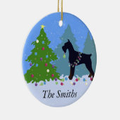 Ornement Rond En Céramique Forêt de Noël Giant Schnauzer (Droite)