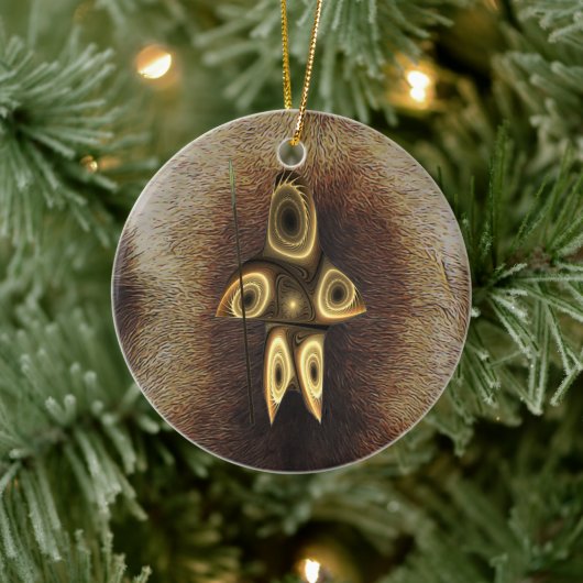 Ornement Rond En Céramique Fractal Inuit Hunter (Arbre)