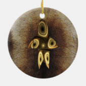 Ornement Rond En Céramique Fractal Inuit Hunter (Dos)