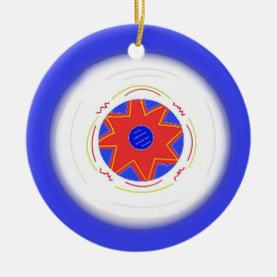 Ornement Rond En Céramique Frisbee Bleu Cool