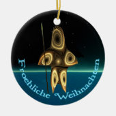 Ornement Rond En Céramique Froehliche Weihnachten - Fractal Inuit Hunter (Devant)