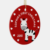 Ornement Rond En Céramique Fun Zebra Baby's 1st First Christmas Gift Circle (Droite)