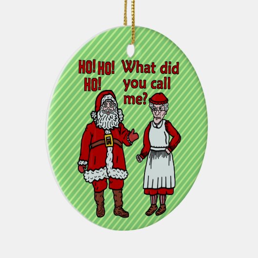 Ornement Rond En Céramique Funny Père Noël & Mme Noël (Droite)
