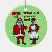 Ornement Rond En Céramique Funny Père Noël & Mme Noël (Dos)