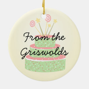 Ornement Rond En Céramique Gâteau de confettis • Gâteau d'anniversaire ve